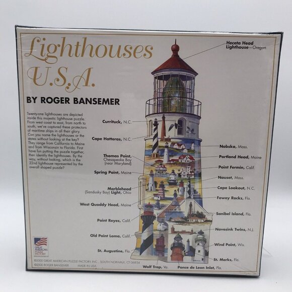 Vintage USA Lighthouse Jigsaw Puzzle 600+ Pieces America Ocean New Sealed READ - Picture 2 of 8